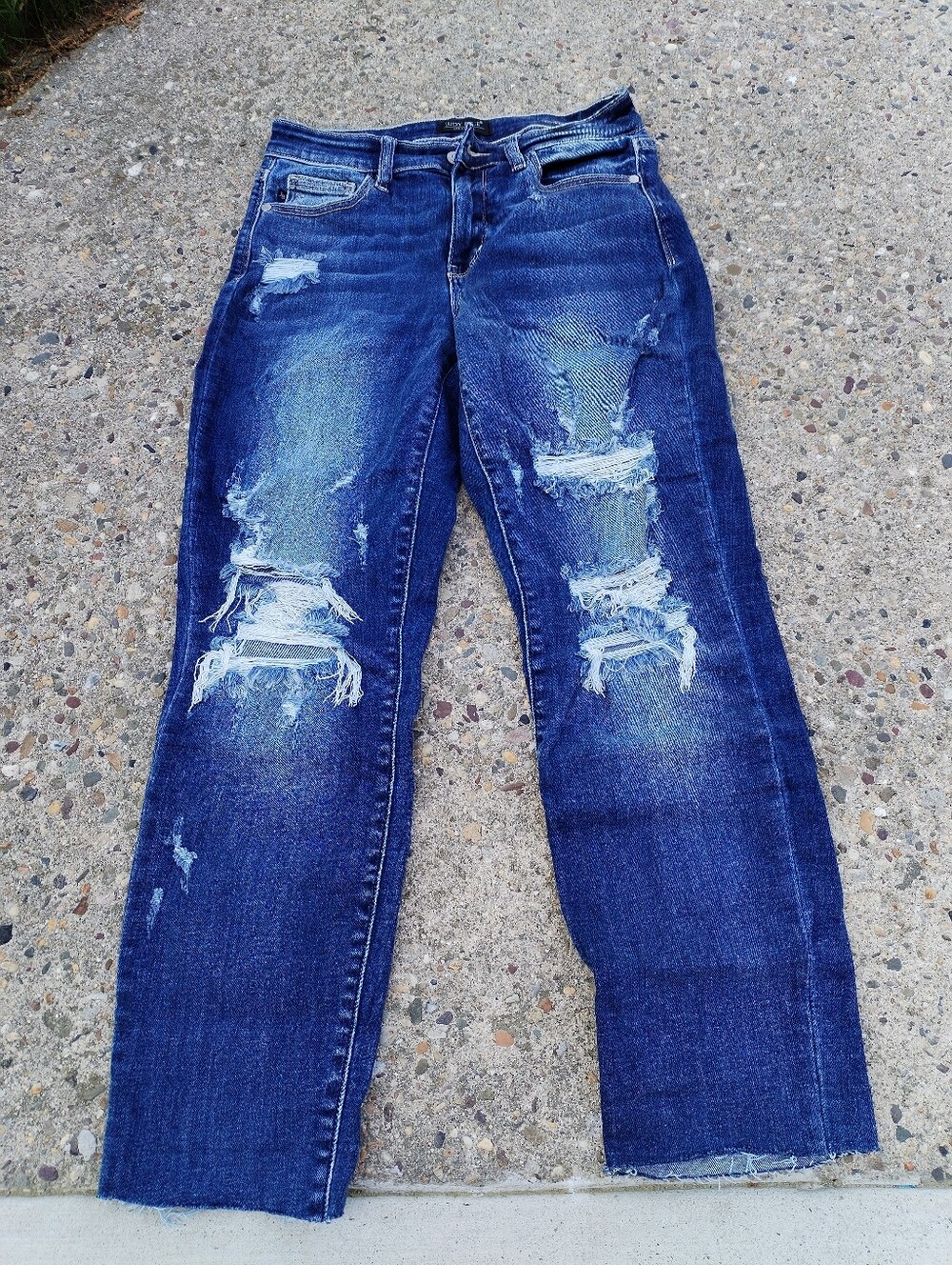 Judy Blue Boyfriend Distressed Blue Women's Jeans 5/27